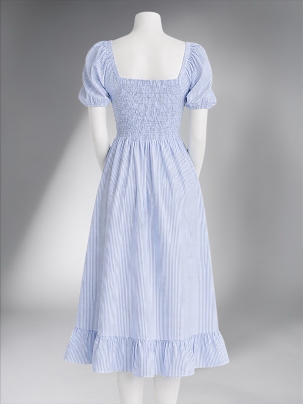 J.Crew Blue & White Stripe Short-Sleeve Smocked Dress - Picture 9 of 11